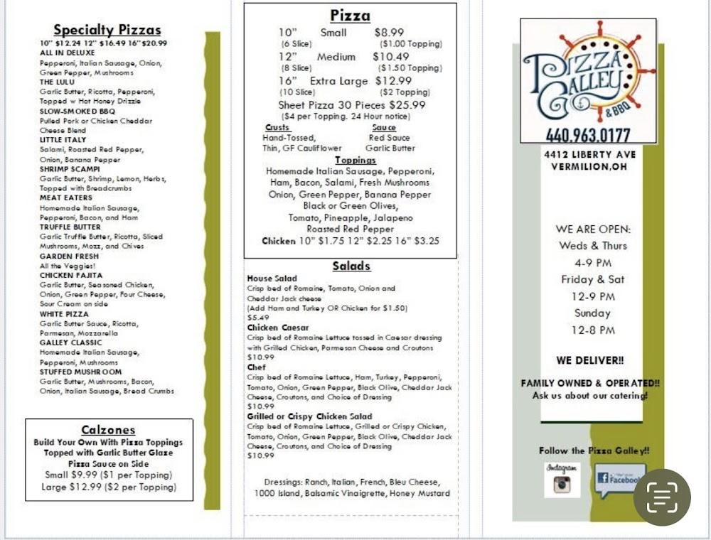 Pizza Galley in Vermilion, OH Garlic & Herb Bread W Cheese